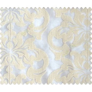 Cream on cream base large damask continuous embroidery sheer curtain